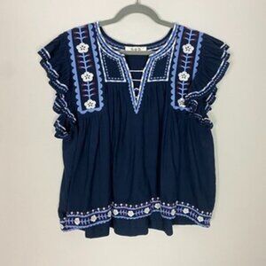 Sea New York Tuckernuk Navy Shaina Embroidery Tank Top Blue